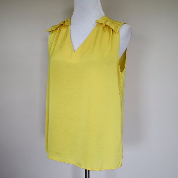 BANANA REPUBLIC Size 0 XS Black Yellow Skirt Blouse Set Career Pencil Office - Picture 2 of 11